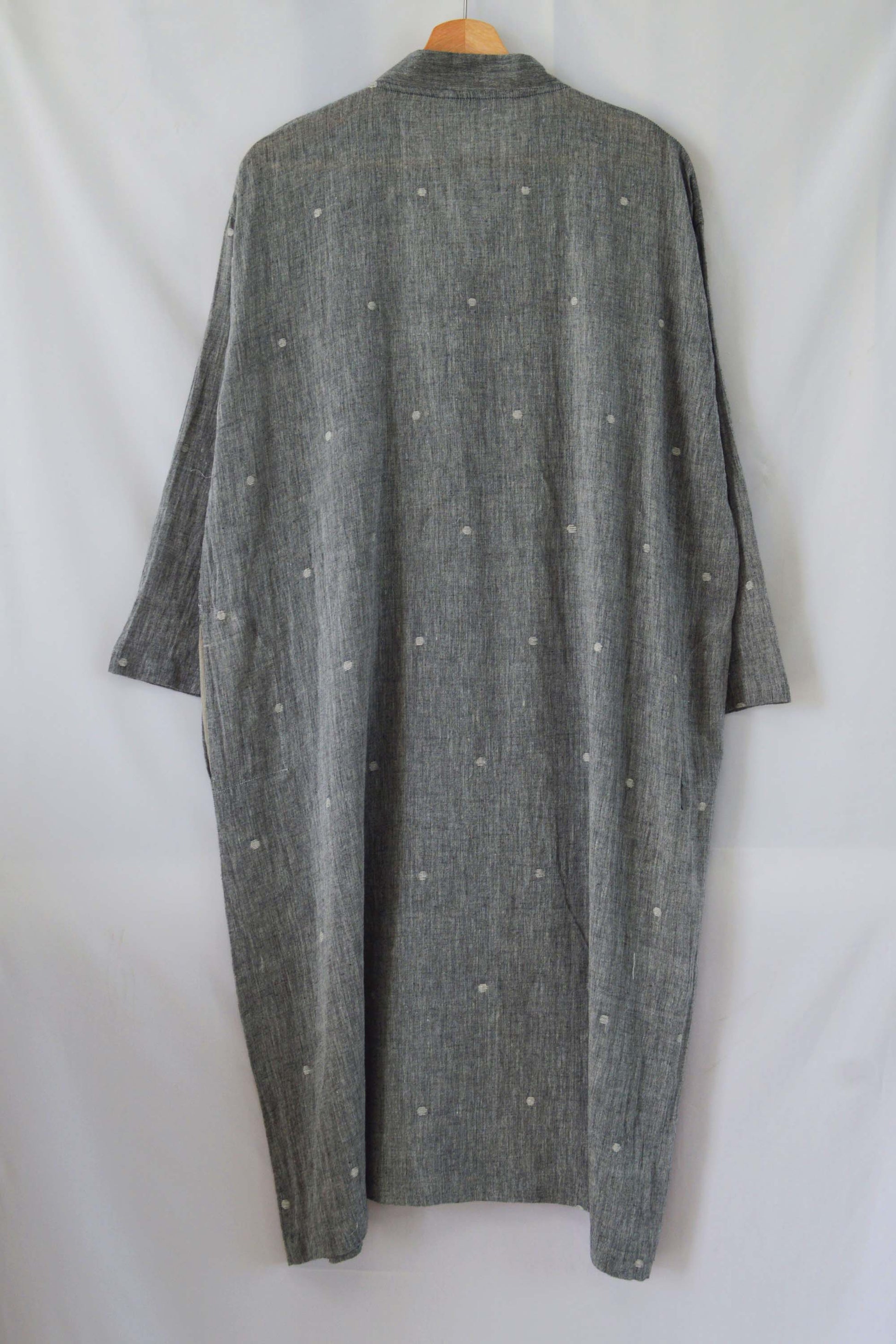 hanger shoot Handwoven Cotton Tunic Dress- Cheongsam inspired, designed by Khumanthem Atelier, back view