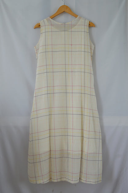 Hanger shoot Handwoven Tie-up front Cotton Tunic Dress, designed by Khumanthem Atelier, back view
