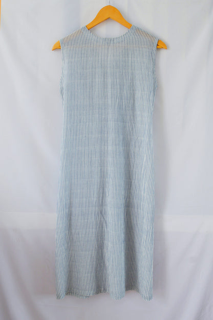 Hanger shoot Handwoven Sleeveless Cotton Tunic with gathered front Dress, designed by Khumanthem Atelier, back view